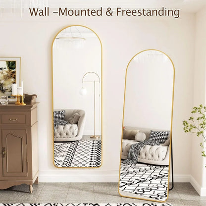 Gold Full Length Mirror Large Mirror Full Body With Lights Mirrors 64"x21" Floor Standing Living Room Aluminum Alloy Frame