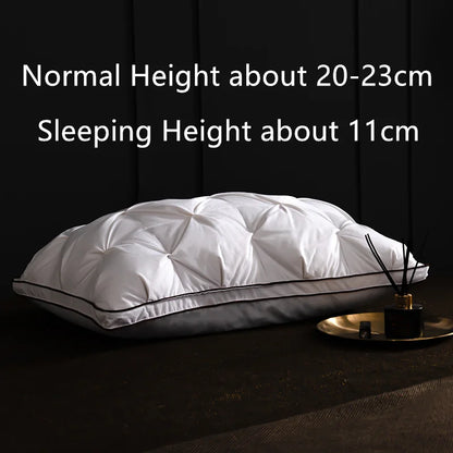 Luxury Goose Down Feather Pillows Inserts, Pinch Pleat Design Standard Queen Size Super Support 5 Star Hotel Bed Sleeping Pillow