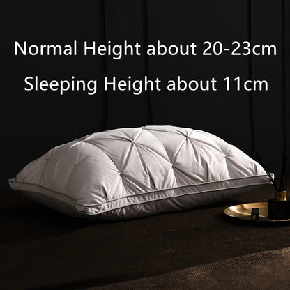 Luxury Goose Down Feather Pillows Inserts, Pinch Pleat Design Standard Queen Size Super Support 5 Star Hotel Bed Sleeping Pillow