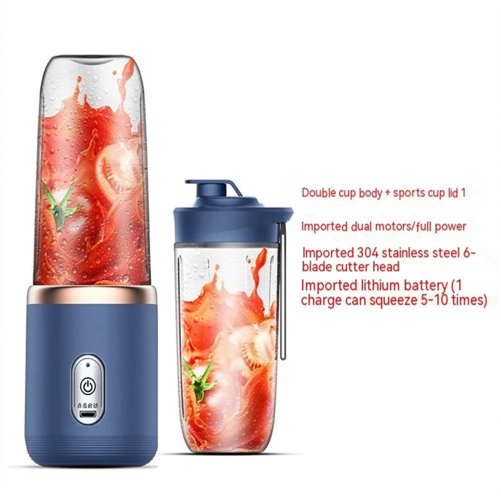 Electric Wireless Juicer With 6 Blades Juicer Fruit drink Cup Automatic Mini Electric Juicer Smoothie Blender Ice Crush 400ml