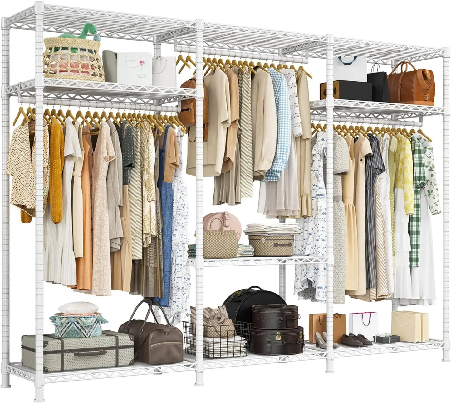 Clothes Rack Heavy Duty Clothing Rack Load Clothing Racks for Hanging Clothes Adjustable Wardrobe Closet Portable