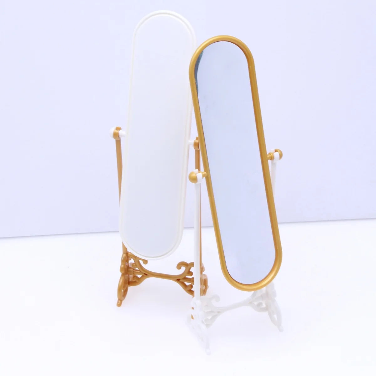 1Pc/Pack Doll House Mini Rotating Fitting Mirror Model Miniature Scene Small Cloth Doll Simulation Full Body Floor Mirror