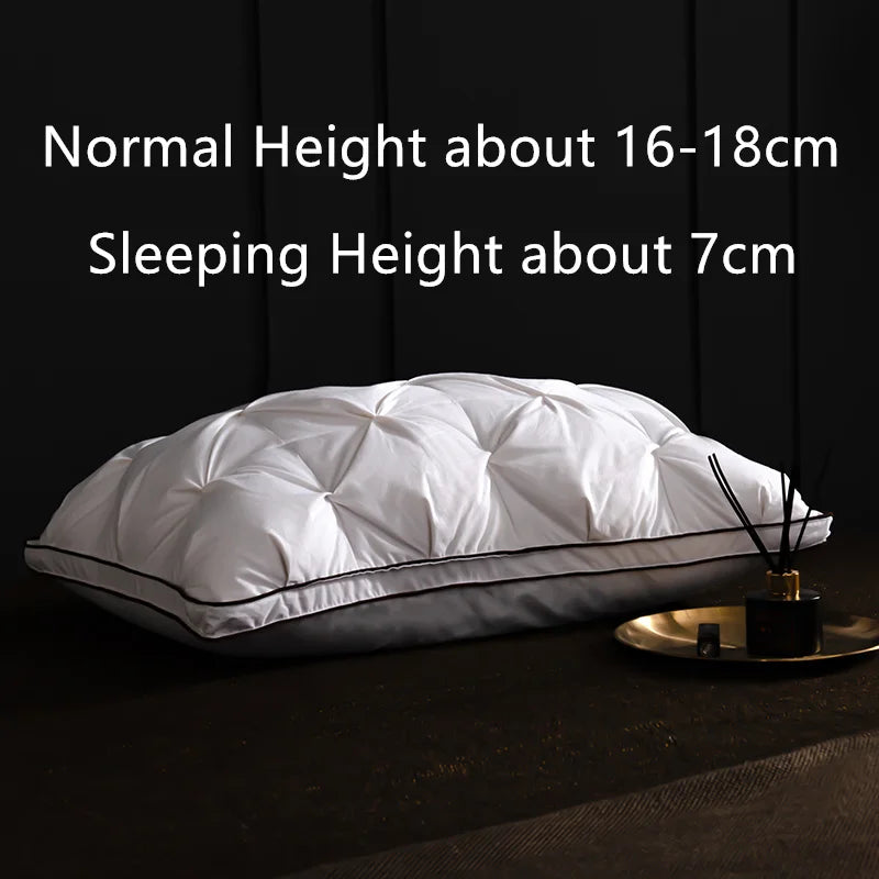 Luxury Goose Down Feather Pillows Inserts, Pinch Pleat Design Standard Queen Size Super Support 5 Star Hotel Bed Sleeping Pillow