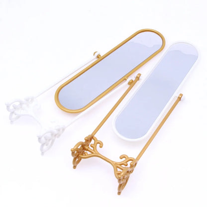 1Pc/Pack Doll House Mini Rotating Fitting Mirror Model Miniature Scene Small Cloth Doll Simulation Full Body Floor Mirror