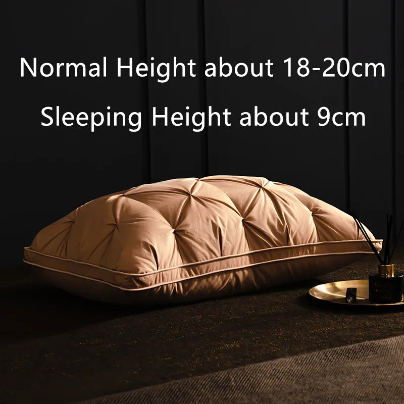 Luxury Goose Down Feather Pillows Inserts, Pinch Pleat Design Standard Queen Size Super Support 5 Star Hotel Bed Sleeping Pillow