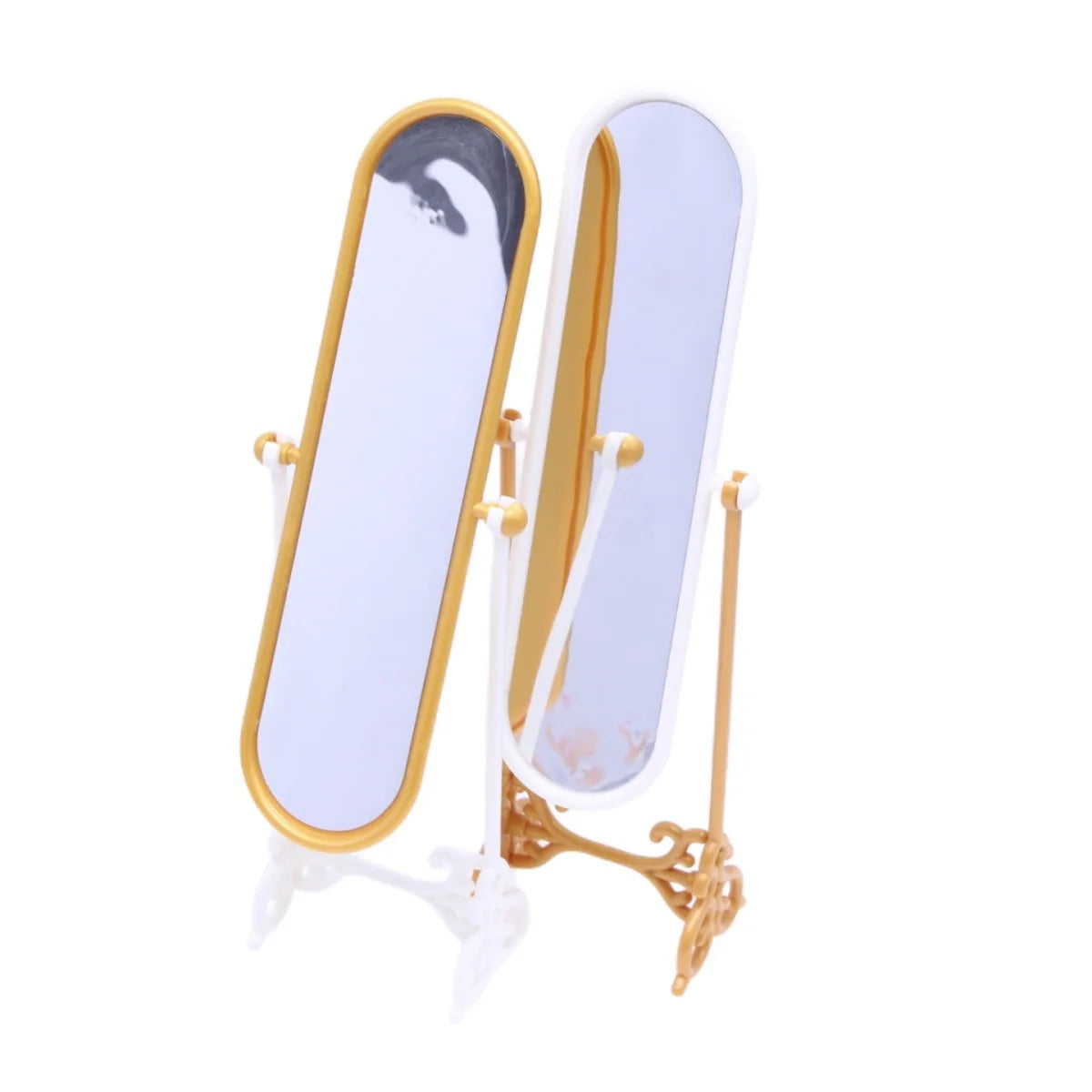 1Pc/Pack Doll House Mini Rotating Fitting Mirror Model Miniature Scene Small Cloth Doll Simulation Full Body Floor Mirror