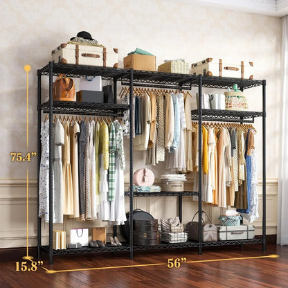 Clothes Rack Heavy Duty Clothing Rack Load Clothing Racks for Hanging Clothes Adjustable Wardrobe Closet Portable