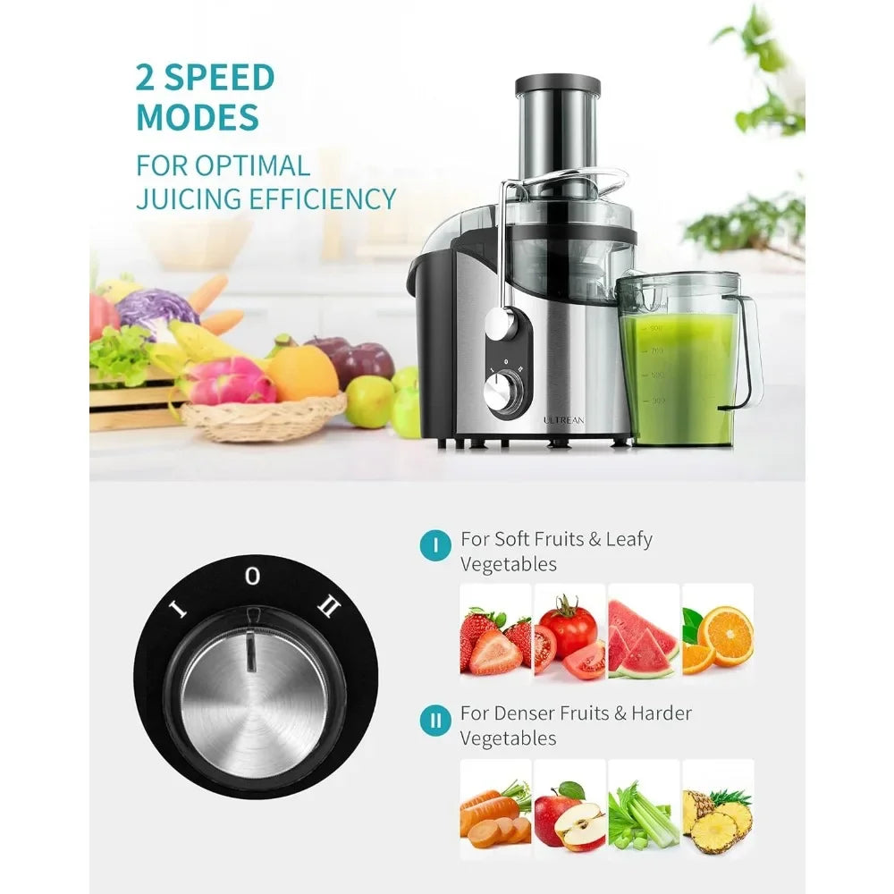 Juicer Machine, 800w Juicer with Big Mouth 3” Feed Chute, Dual Speeds Centrifugal Juice Maker for Fruits and Veggies, BPA Free