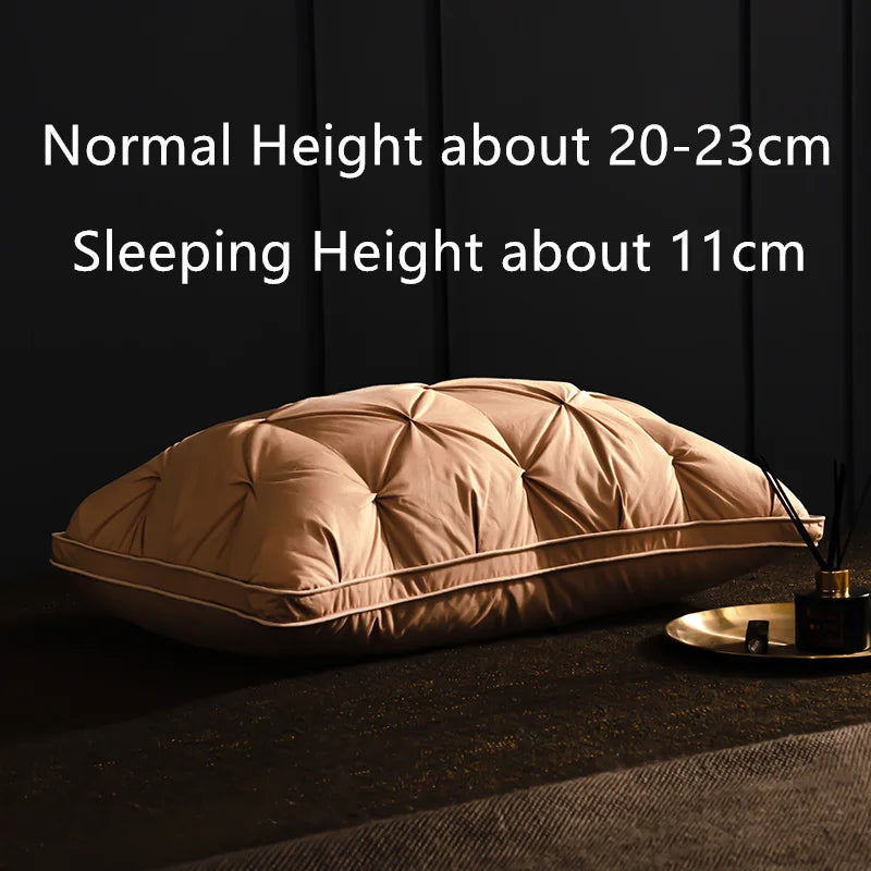 Luxury Goose Down Feather Pillows Inserts, Pinch Pleat Design Standard Queen Size Super Support 5 Star Hotel Bed Sleeping Pillow