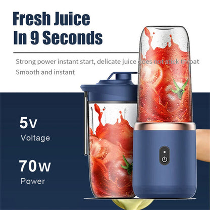 Electric Wireless Juicer With 6 Blades Juicer Fruit drink Cup Automatic Mini Electric Juicer Smoothie Blender Ice Crush 400ml